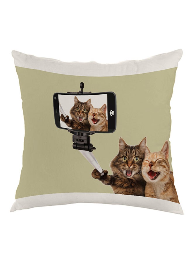Silvie Picture Cats Printed Pillow Beige/White/Black 40x40cm