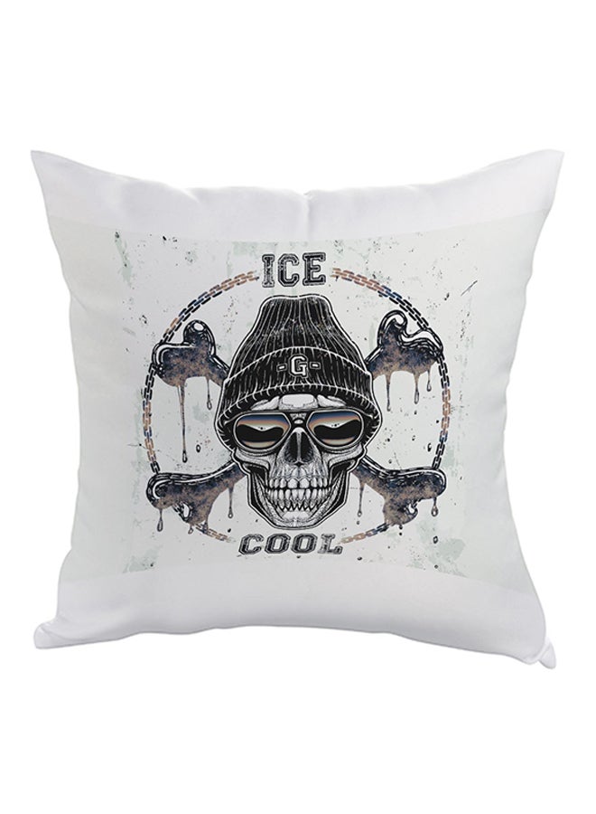 ديكالاك وسادة بطبعة جمجمة ثلجية أبيض / أسود / بني 40x40سم