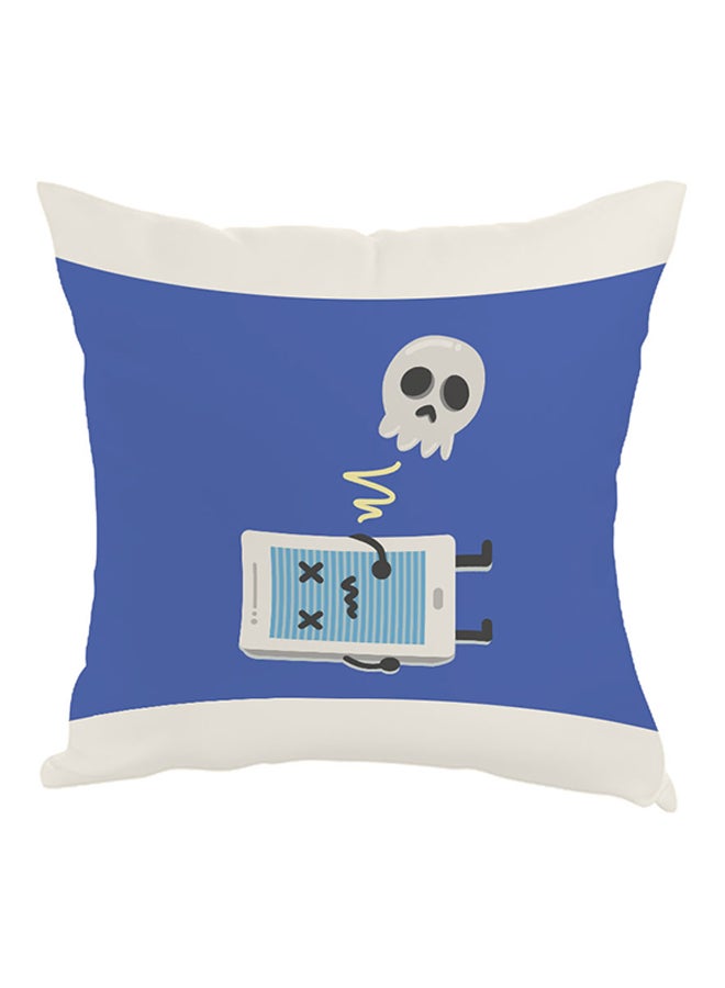 Mobile With Ghost Printed Pillow Blue/White/Black 40x40cm