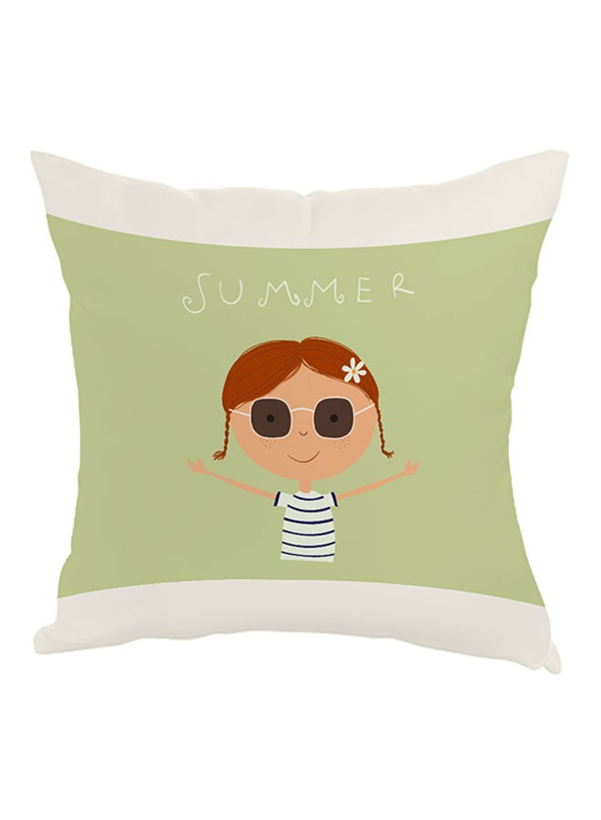 Decalac Summer Printed Pillow Green/White/Beige 40 x 40cm