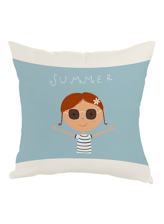 وسادة صيفية مطبوعة بنقشات صيفية أزرق/أبيض/ بيج 40 x 40سم