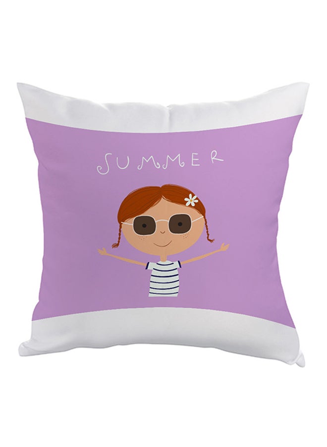 ديكالاك وسادة صيفية مطبوعة بنقشات صيفية أرجواني / أبيض / بيج 40 x 40سم