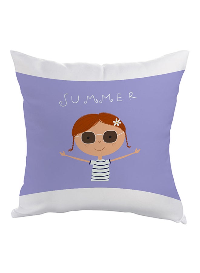 وسادة صيفية مطبوعة بنقشات صيفية أزرق/أبيض/ بيج 40 x 40سم