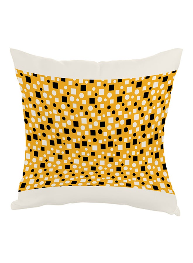 Squares And Circles Printed Pillow Yellow/White/Black 40 x 40cm
