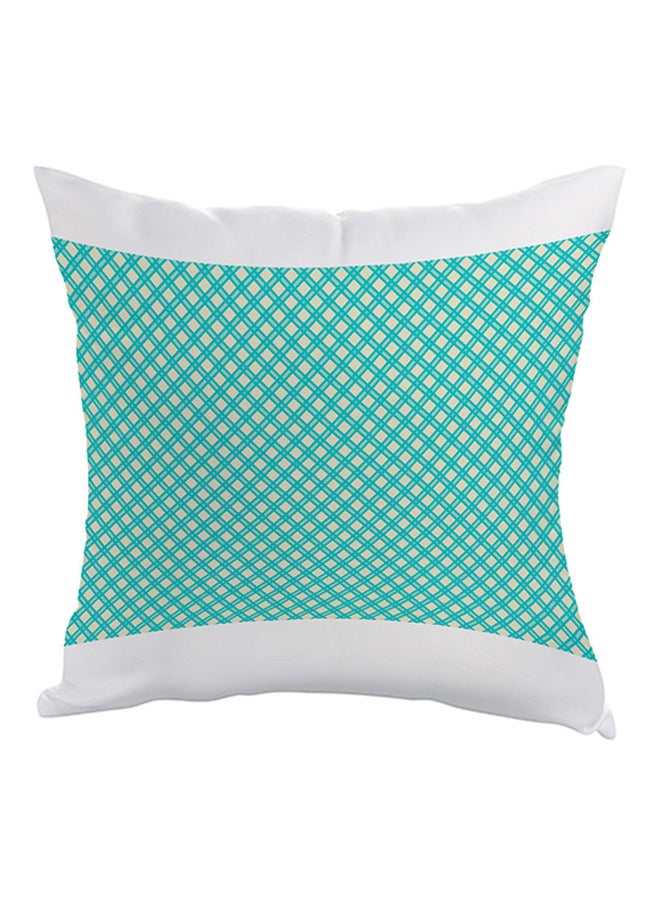 Squares Decorated Printed Pillow Green/White 40 x 40cm