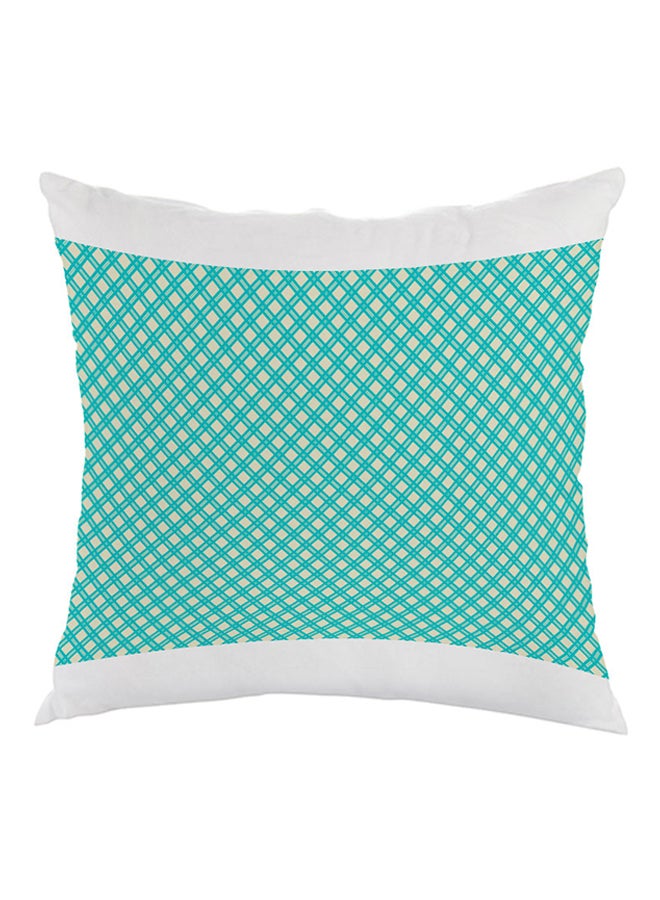 Squares Printed Throw Pillow Green/White 40x40cm