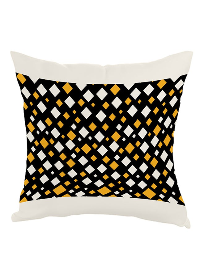 Squares Printed Pillow Yellow/White/Black 40 x 40cm