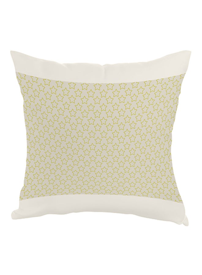 Stars Motifs Printed Pillow White/Grey/Green 40x40cm