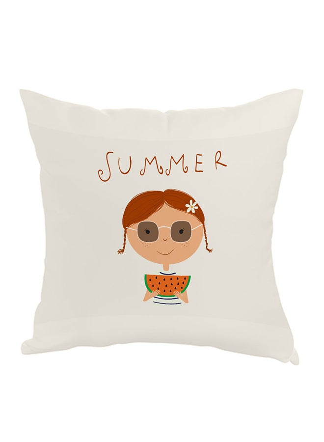 Decalac Summer Printed Pillow White/Brown 40 x 40cm