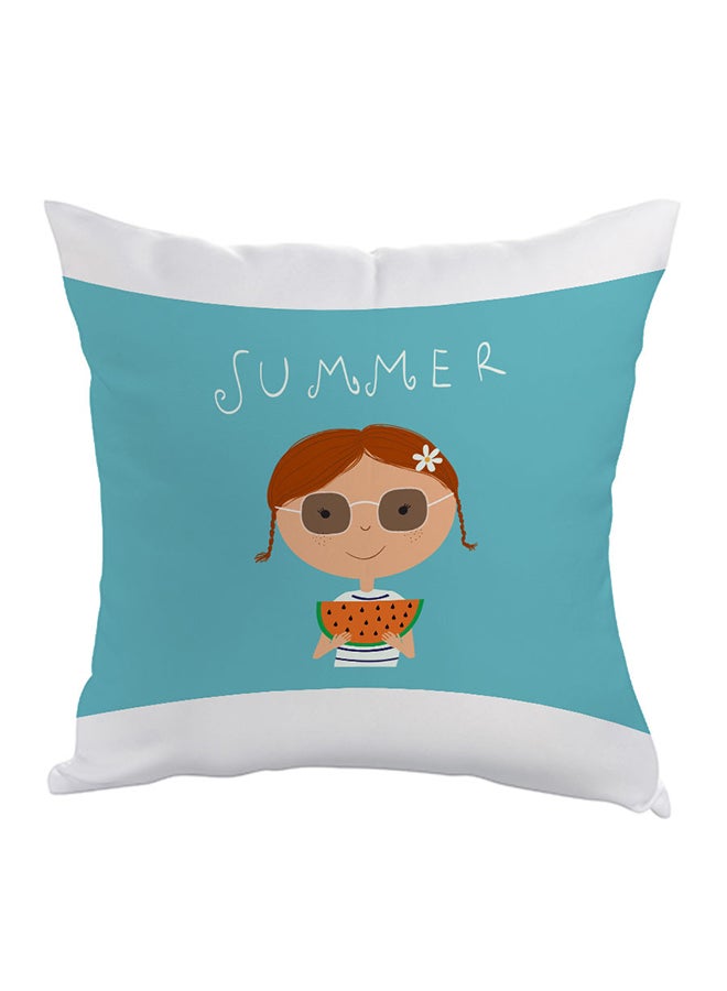 ديكالاك وسادة صيفية مطبوعة بنقشات صيفية أزرق وأبيض 40 x 40سم