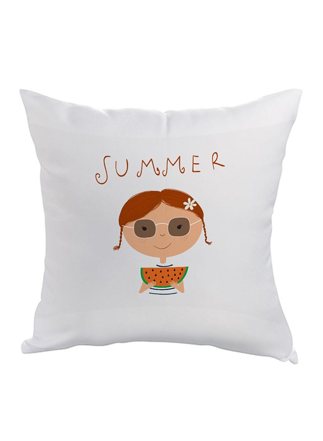 وسادة زينة مطبوعة بكلمة "Summer" أبيض/بني 40 x 40سم
