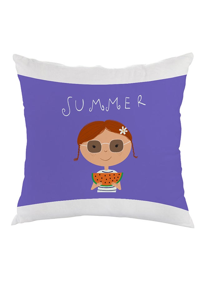 وسادة صيفية مطبوعة بنقشات صيفية أزرق/ أبيض 40 x 40سم