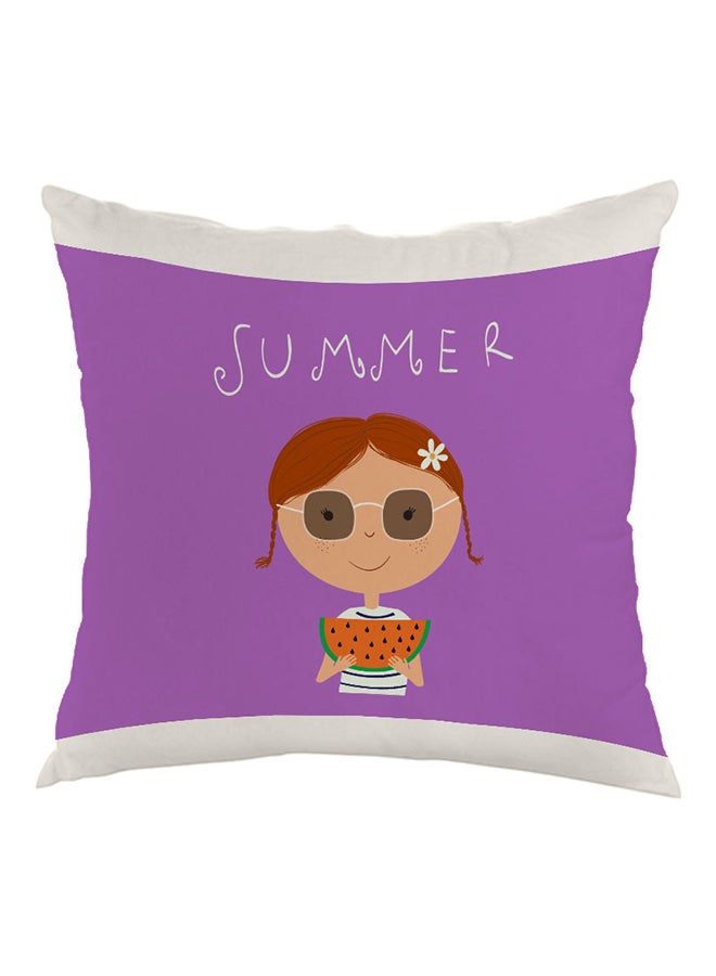 Summer Printed Pillow Purple/Beige 40 x 40cm