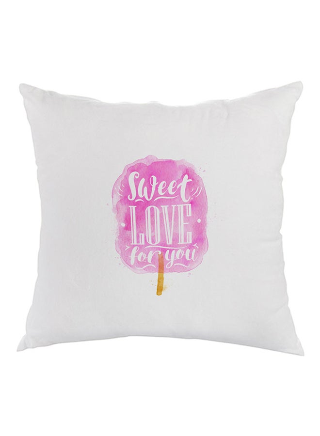ديكالاك وسادة بطبعة "سويت لوف فور يو" أبيض/ وردي 40 x 40سم