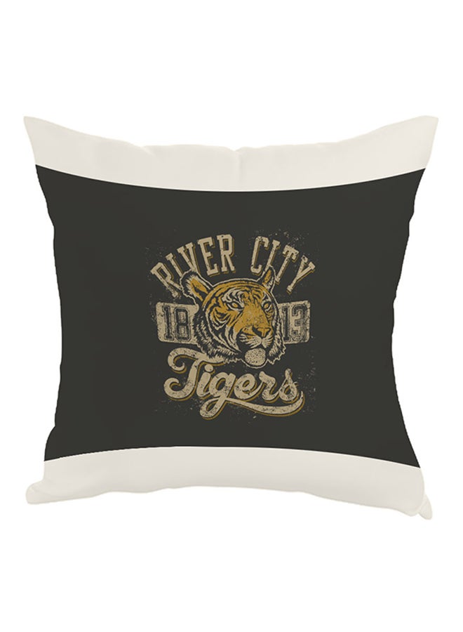 Decalac Tiger Image Printed Pillow Black/White/Yellow 40 x 40cm
