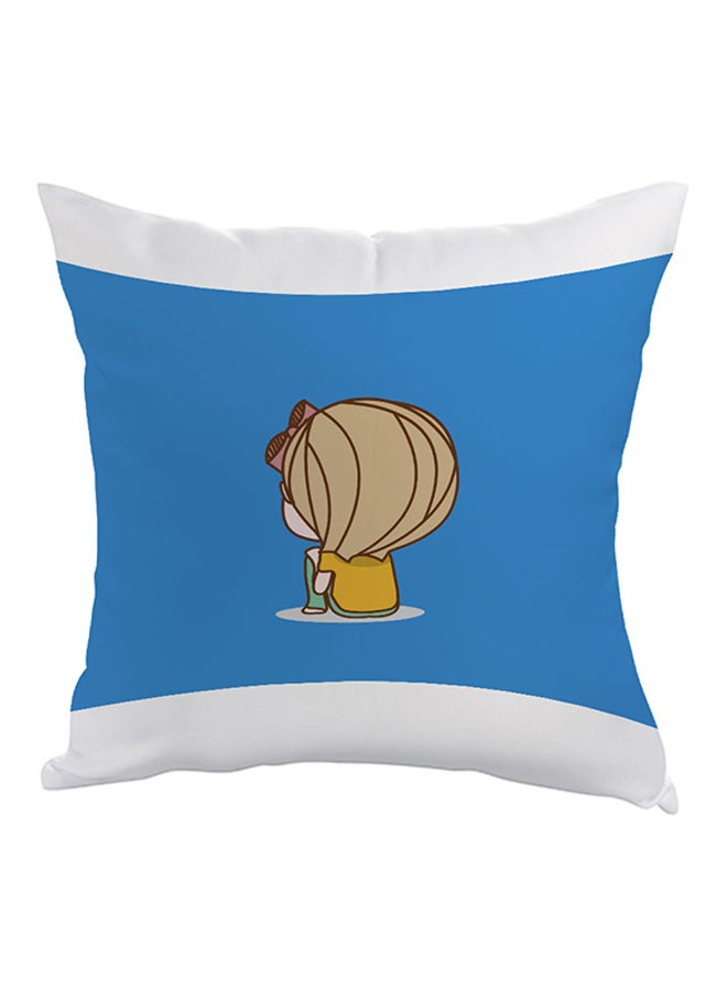 ديكالاك وسادة زينة بطبعة عبارة "Time To Think" أزرق/أصفر/أبيض 40x40سم