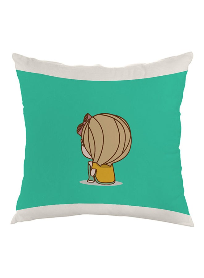 Time To Think Printed Pillow Blue/Yellow/White 40 x 40cm