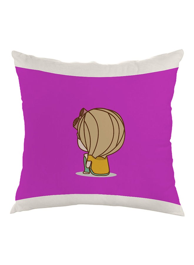 Time To Think Printed Pillow Pink/Yellow/White 40 x 40cm