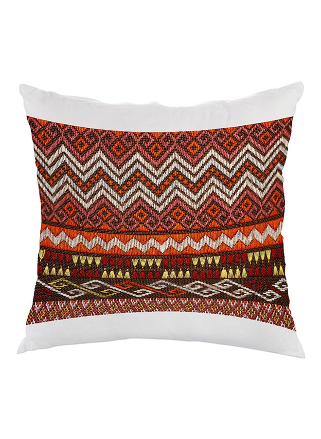 Traditional Decoration Printed Pillow White/Orange/Brown 40x40cm