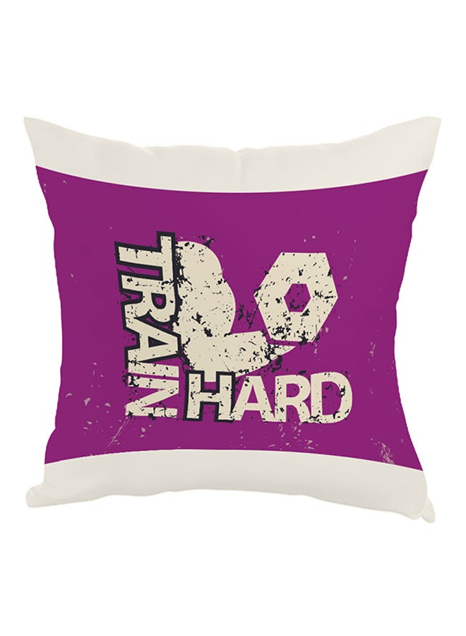 Train Hard Printed Pillow Pink/White/Black 40 x 40cm
