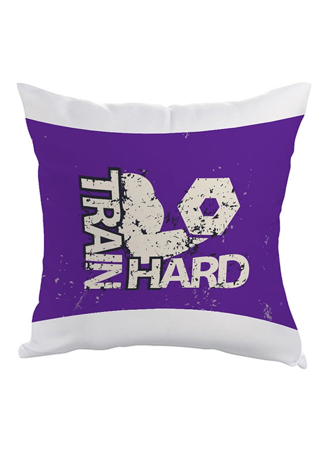 Train Hard Printed Pillow Purple/White 40 x 40cm