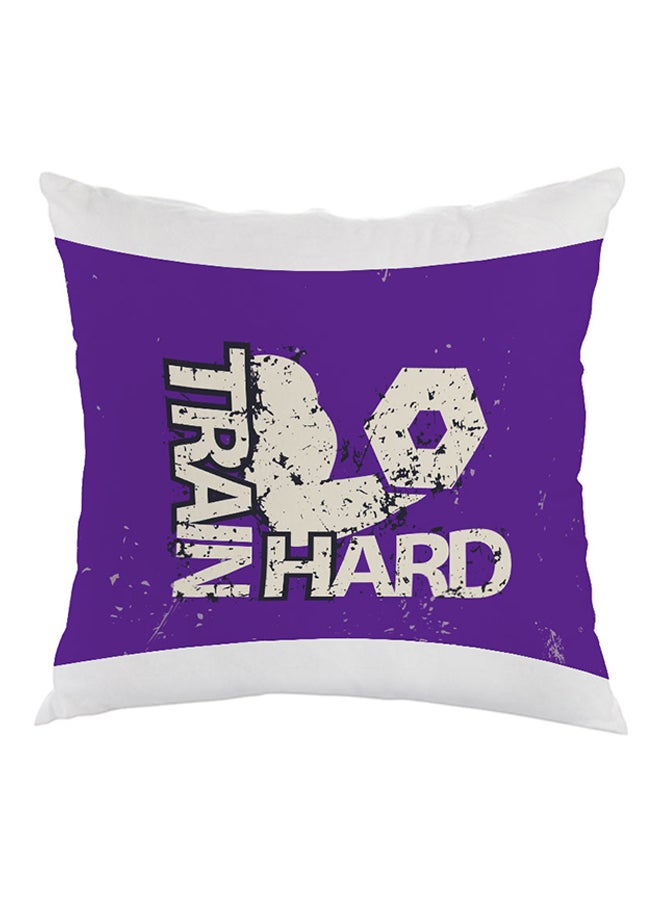 وسادة زينة بطبعة عبارة "Train Hard" بنفسجي/أبيض 40 x 40سم