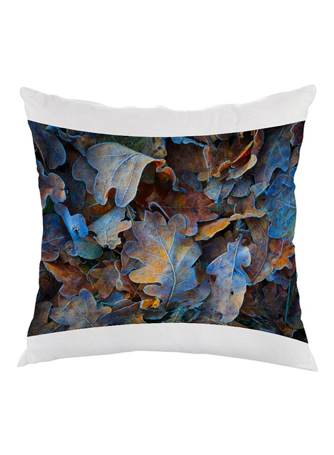 وسادة بطبعة أوراق الشجر أزرق / بني / أبيض 40 x 40سم