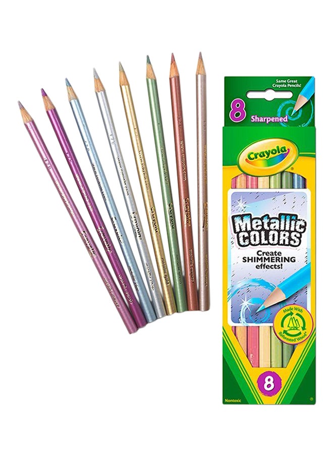 كرايولا أقلام رصاص ملونة معدنية مكونة من 8 قطع أزرق/أخضر/وردي - Image 1