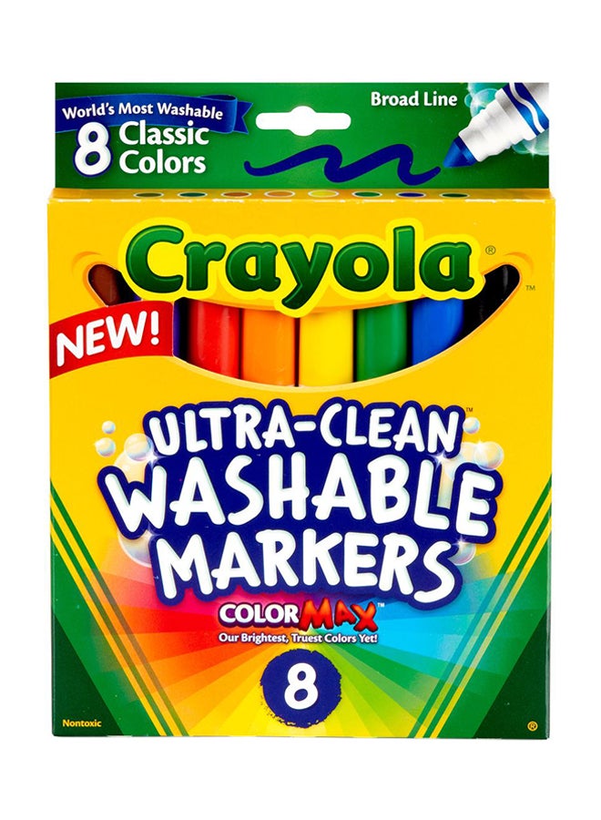 كرايولا أقلام تحديد بخط عريض كلاسيكي فائق النظافة وقابل للغسل، مكونة من 8 قطع 25 x 152 x 178مم - Image 1