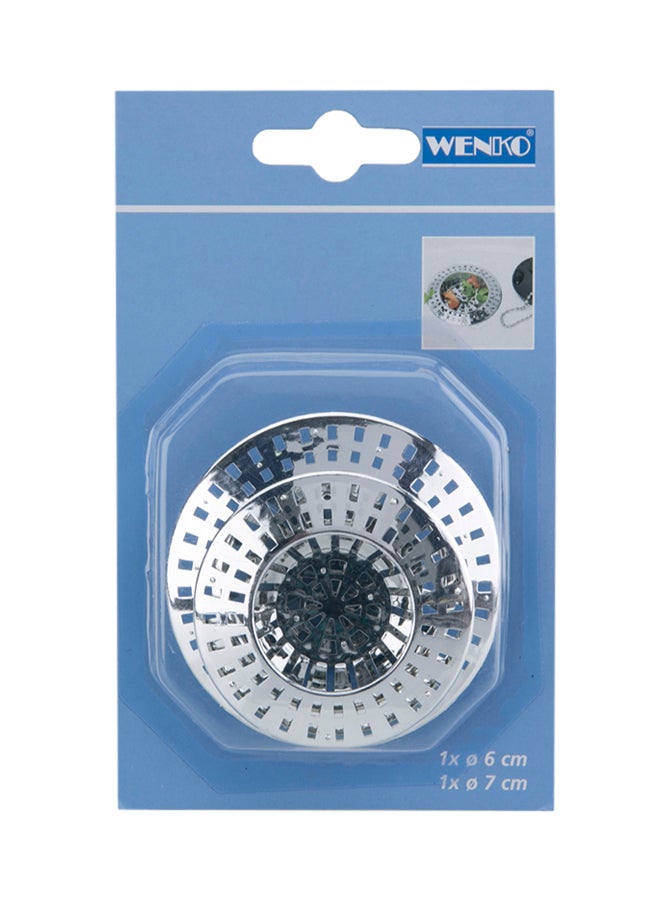 Wenko 2-Piece Drain Sieve Set Silver