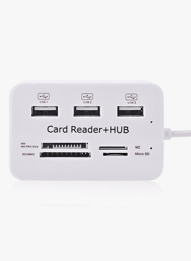 Generic - 3-Ports USB Hub And High Speed External Memory Card Reader White - Image 1