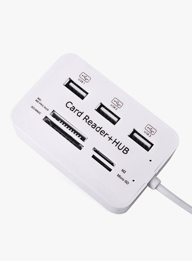 Generic - 3-Ports USB Hub And High Speed External Memory Card Reader White - Image 1