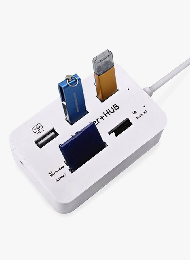 Generic - 3-Ports USB Hub And High Speed External Memory Card Reader White - Image 1