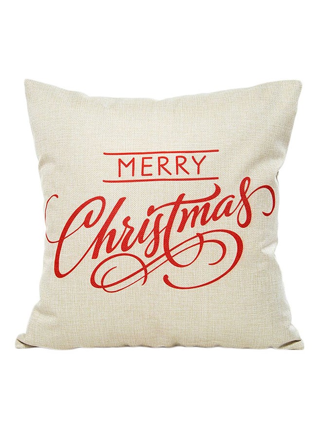 Comfortable Linen Sofa Seat Pillow Cover Beige/Red 