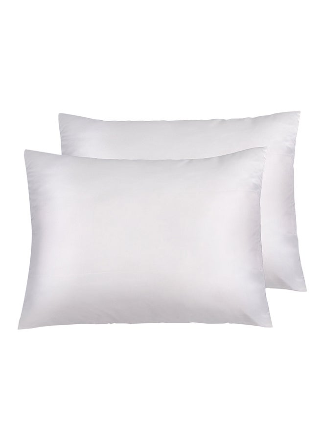 BedDecor 2-Piece Solid Pillowcases Satin White Housewife  - Image 1