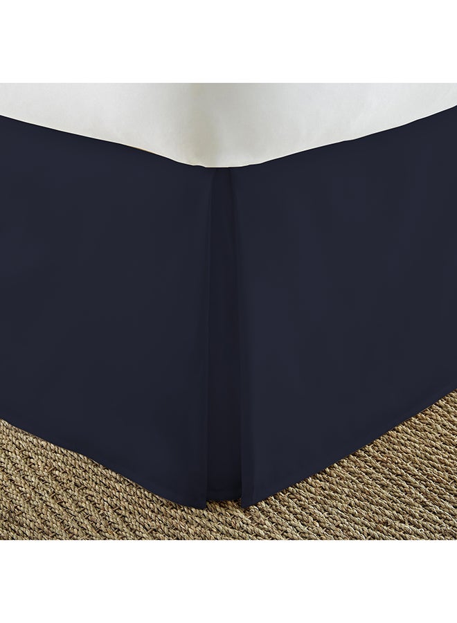 BedDecor - Solid Pleated Bed Skirt Satin Navy - Image 1