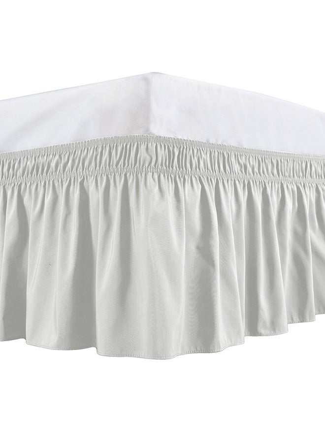 BedDecor Solid Wrap Around Bed Skirt Satin White  - Image 1