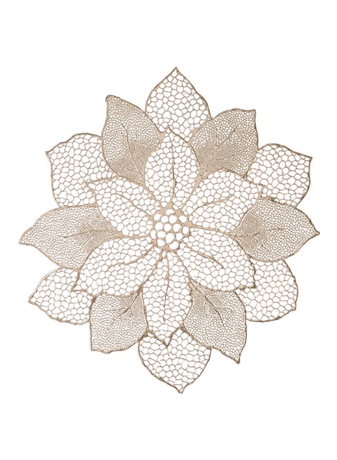 Vinyl Flower Design Placemat Gold 38centimeter