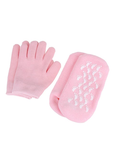 Reusable SPA Gel Socks And Gloves Pink/White