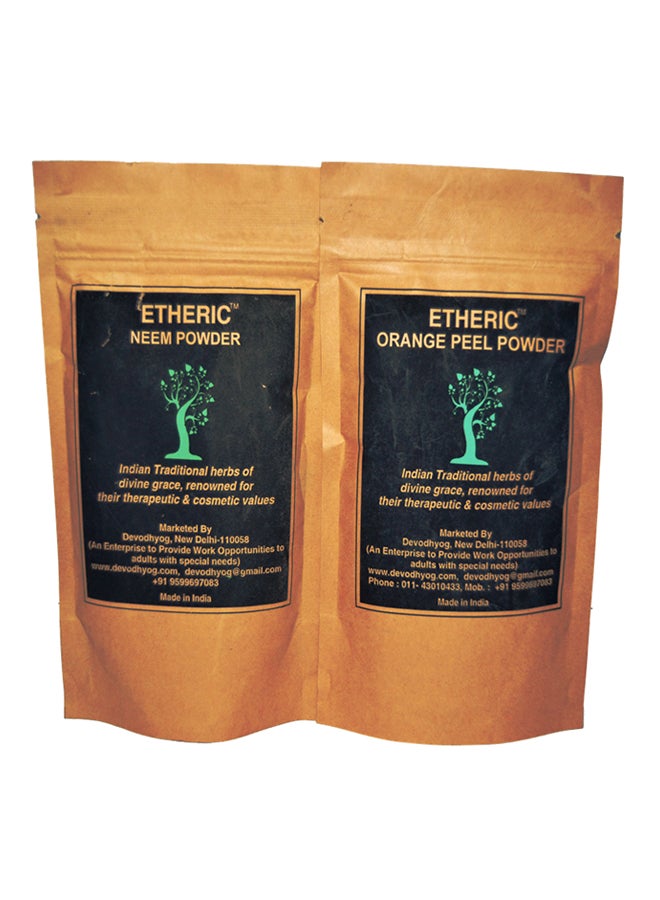 Pack Of 2 Orange Peel And Neem Powder Combo Orange/Green 100grams