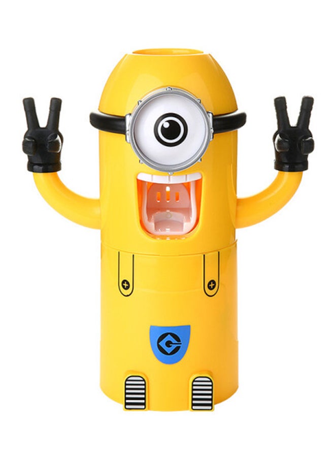 حامل فرشاة أسنان وموزع معجون الأسنان على شكل مينيون أصفر/أسود/أبيض