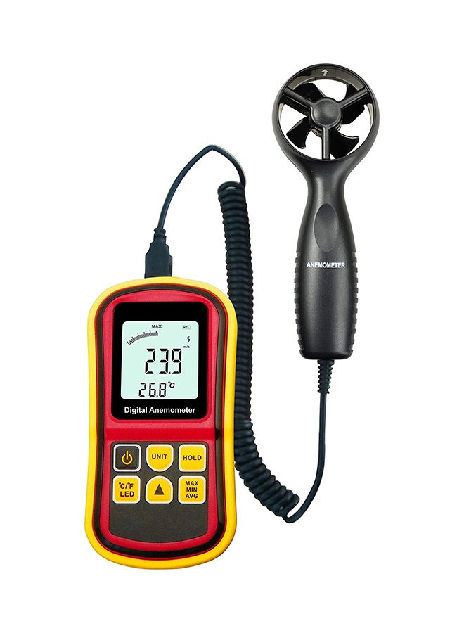 QiaoKai Digital Air Velocity Temperature Meter Yellow/Red/Grey 
