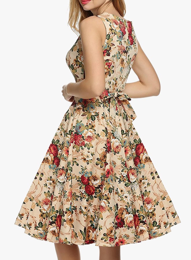 Floral Printed Dress Beige/Red/Blue  - Image 2