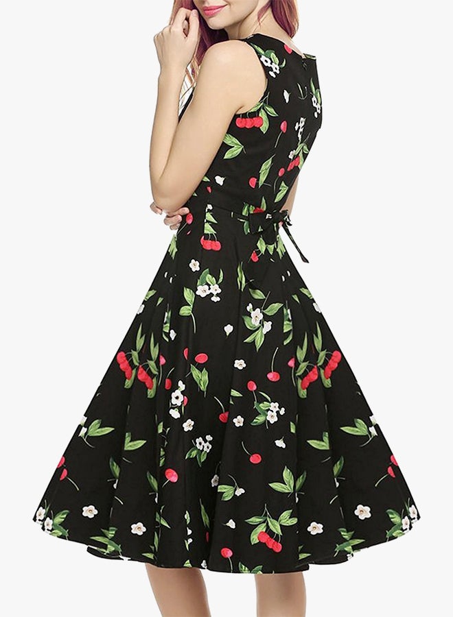 Floral Printed Dress Black/Pink/Green  - Image 2