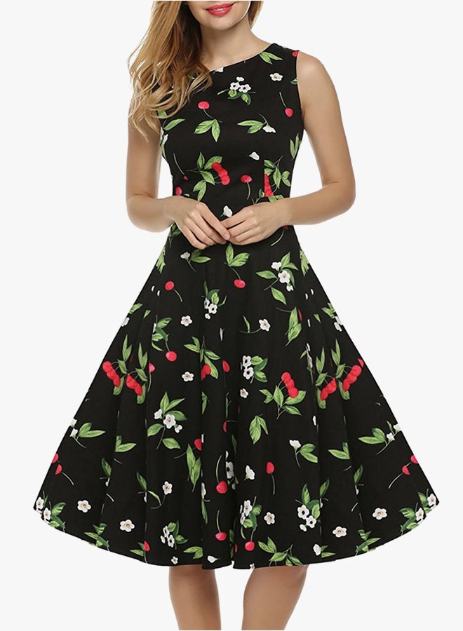 Floral Printed Dress Black/Pink/Green  - Image 3