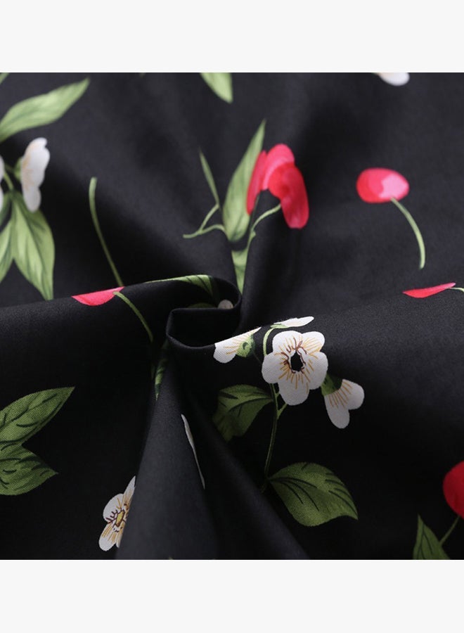 Floral Printed Dress Black/Pink/Green  - Image 4