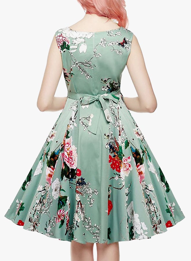 Floral Printed Dress Light Green/Red/Pink  - Image 2