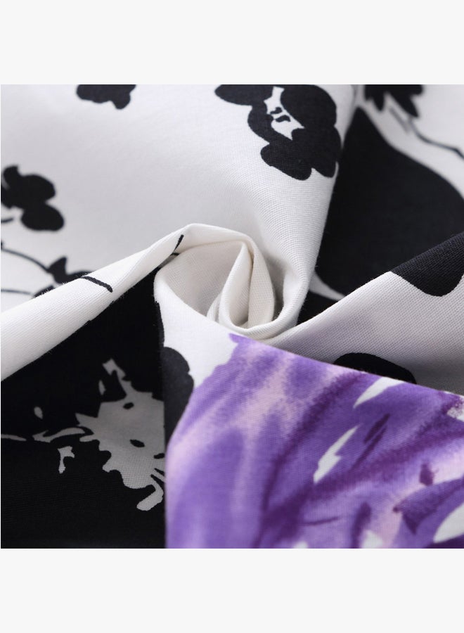 Floral Printed Dress White/Purple/Black  - Image 4