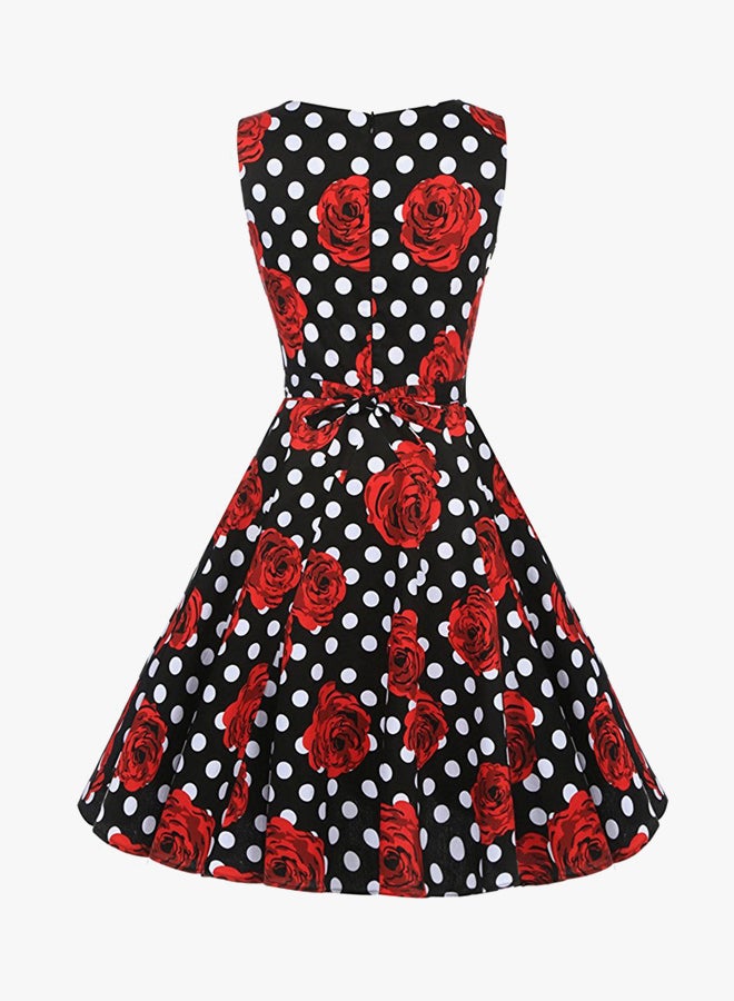 Floral Printed Dress Black/White/Red  - Image 2