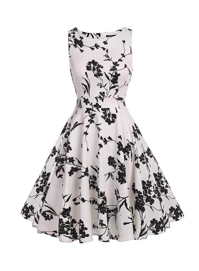 Floral Printed Dress White/Black  - Image 1